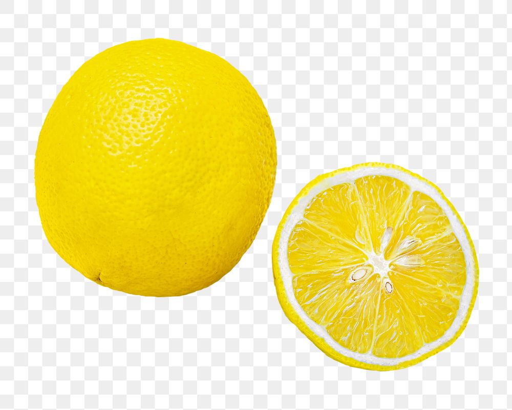 Cut lemon png vegetable sticker, transparent background