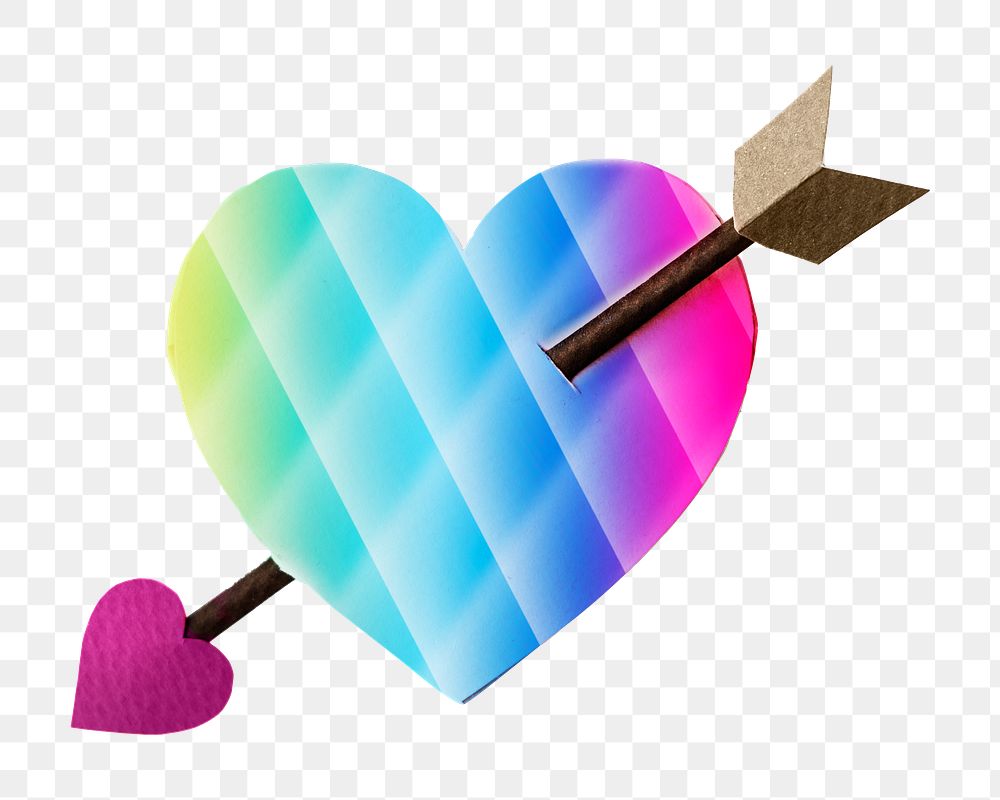 Arrow heart png paper craft sticker, transparent background