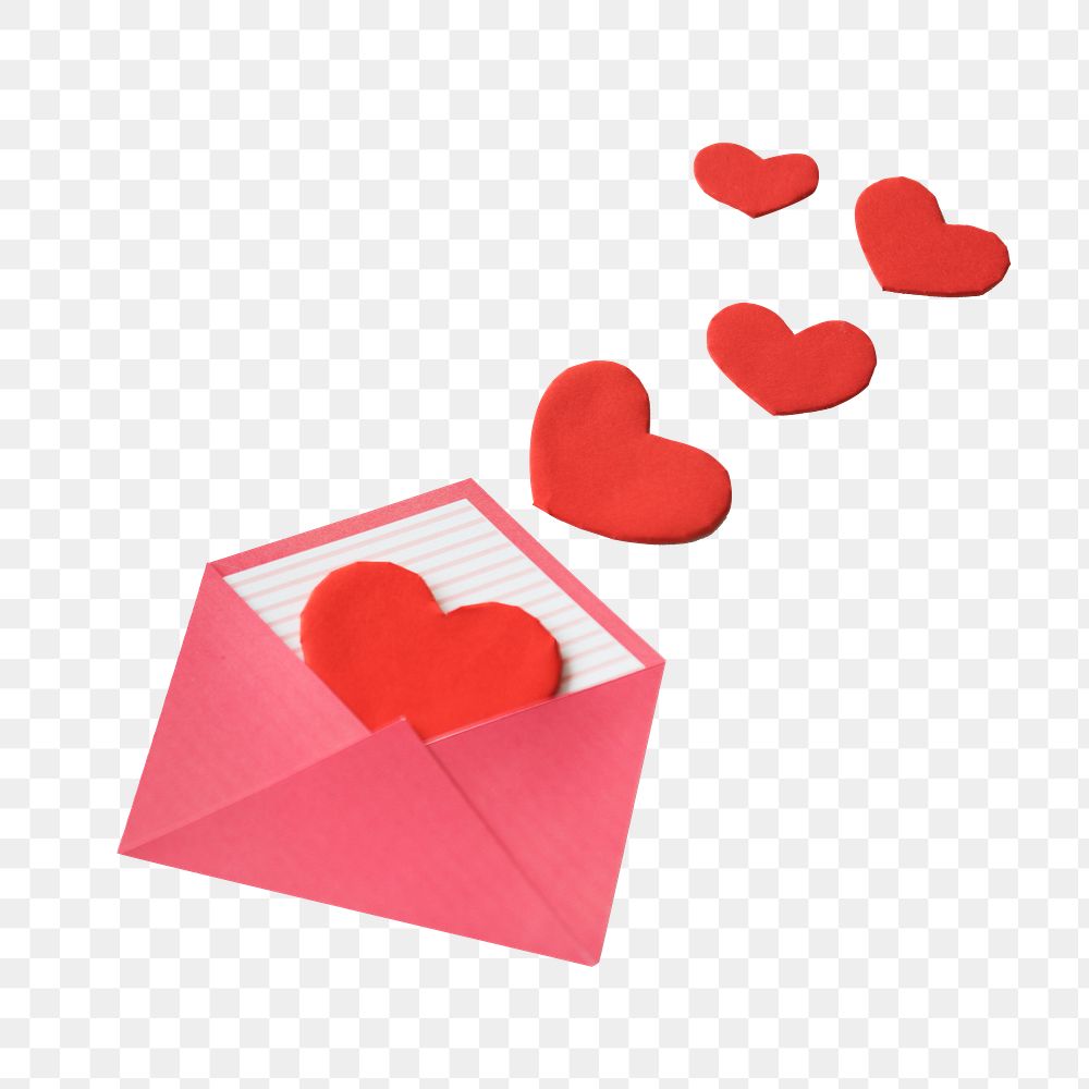 Heart love letter png sticker isolated image, transparent background