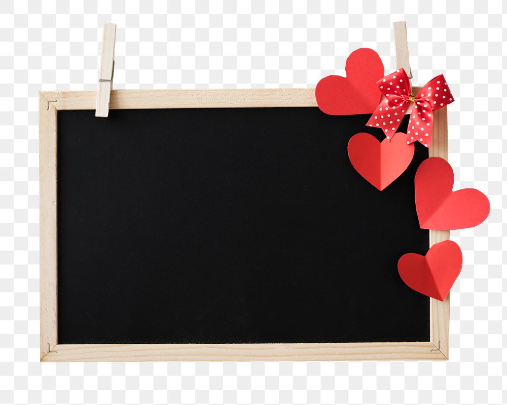 Heart blackboard png sticker isolated image, transparent background