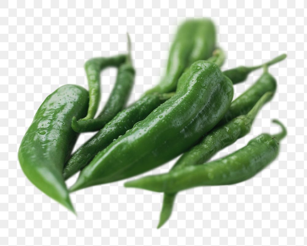 Green chilies png sticker, transparent background