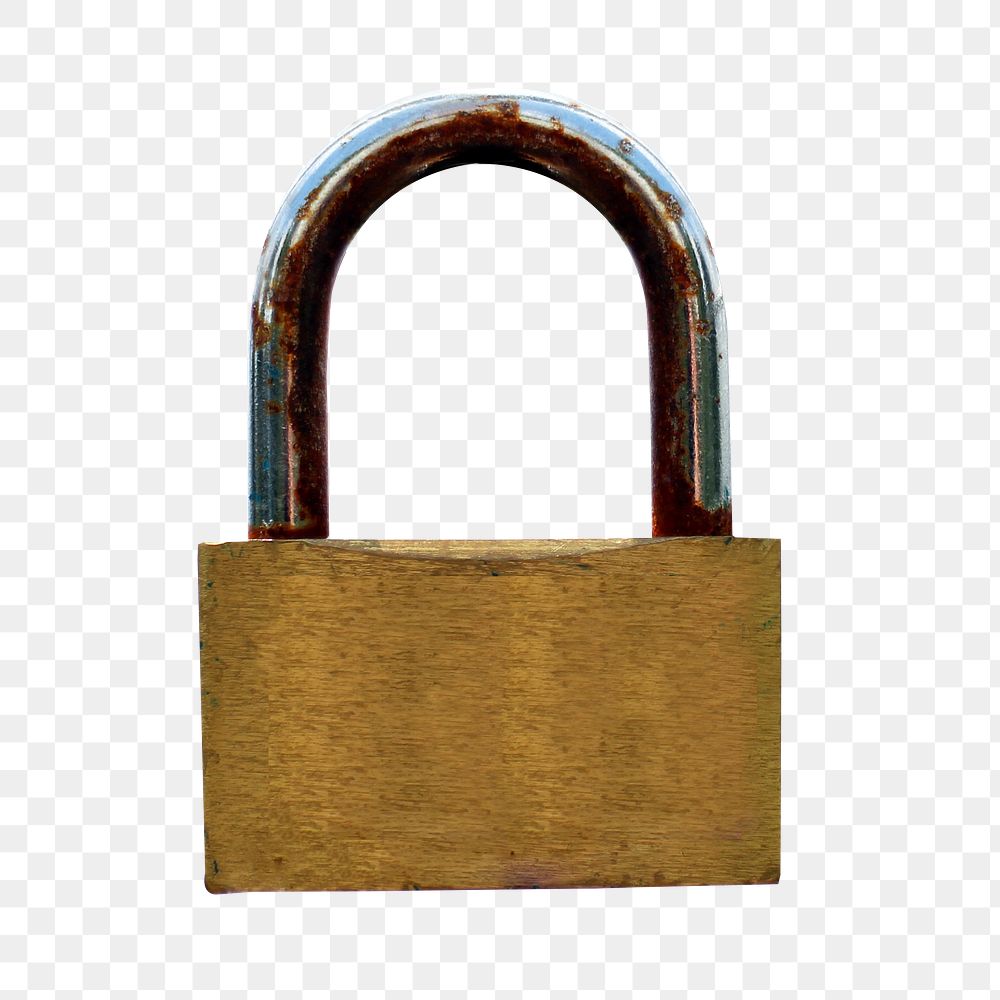 Golden padlock png sticker, transparent background