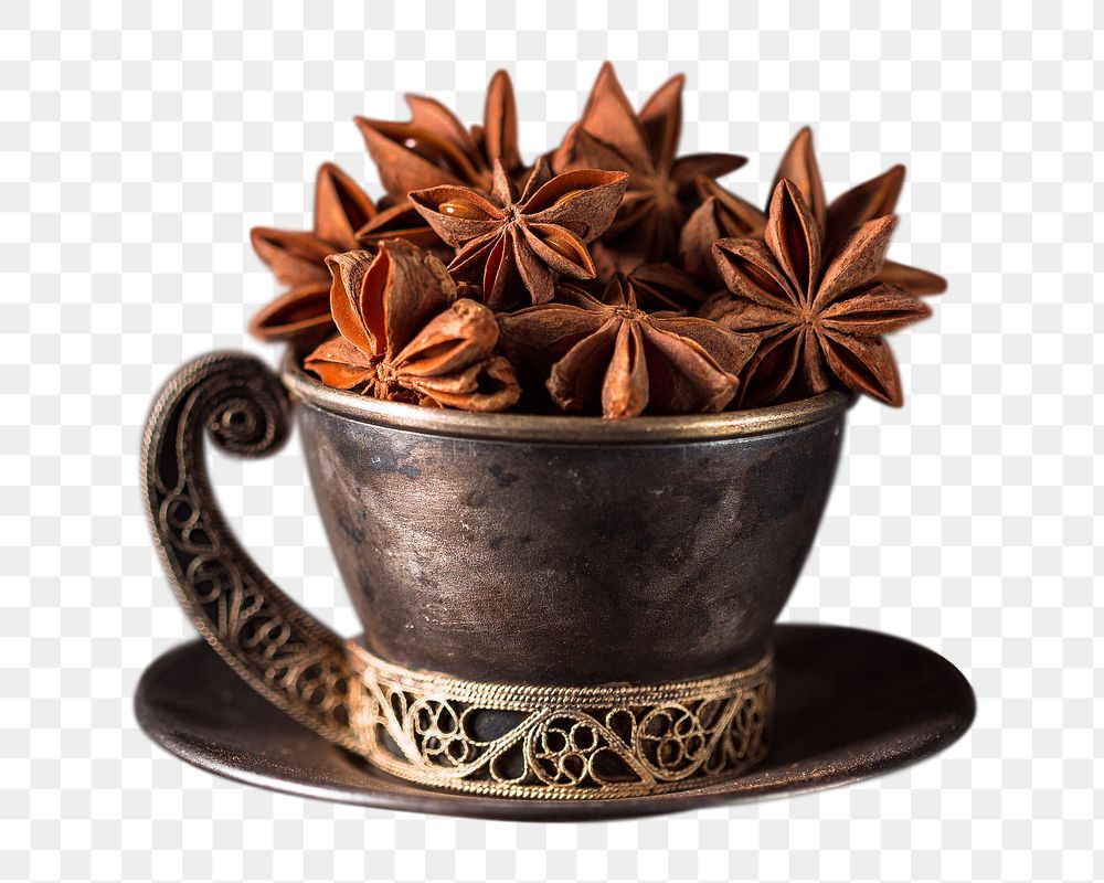 Star anise spice  png sticker, transparent background