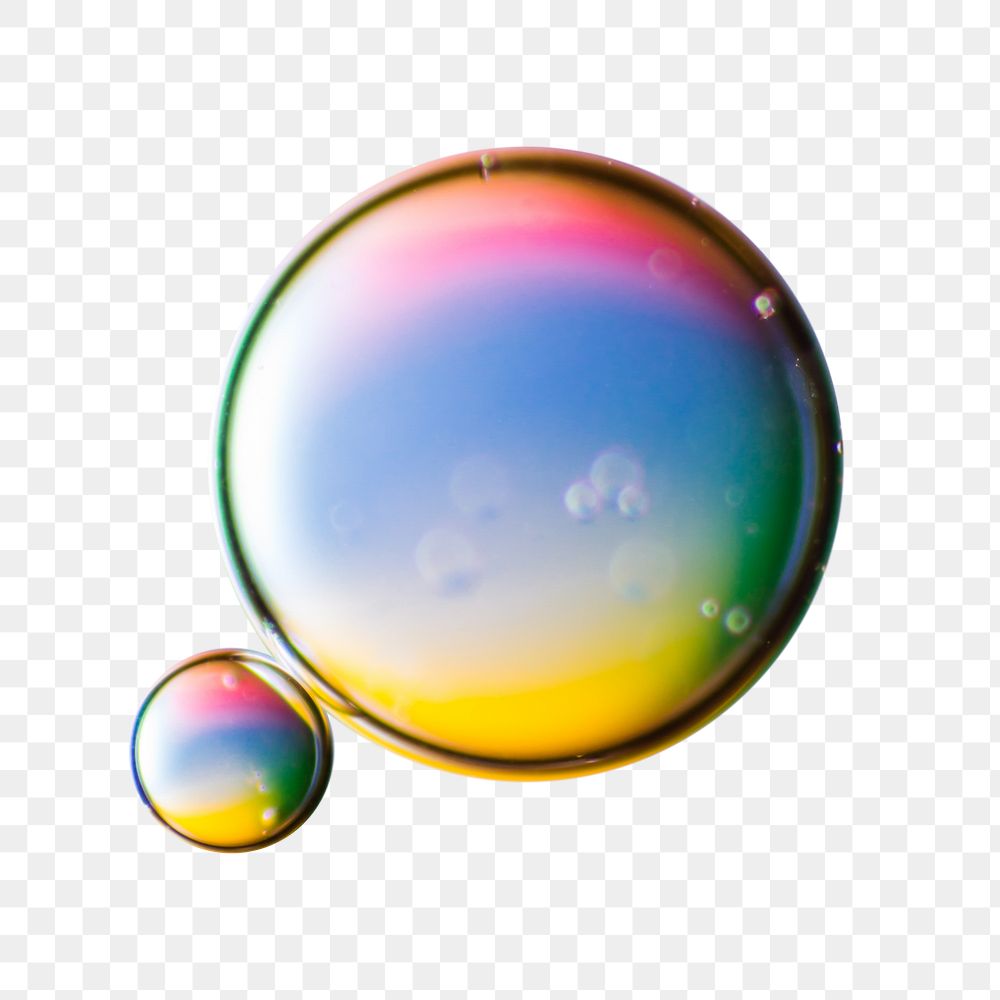 Holographic bubbles png sticker, transparent background