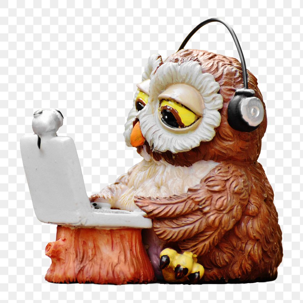 Working owl png sticker, transparent background