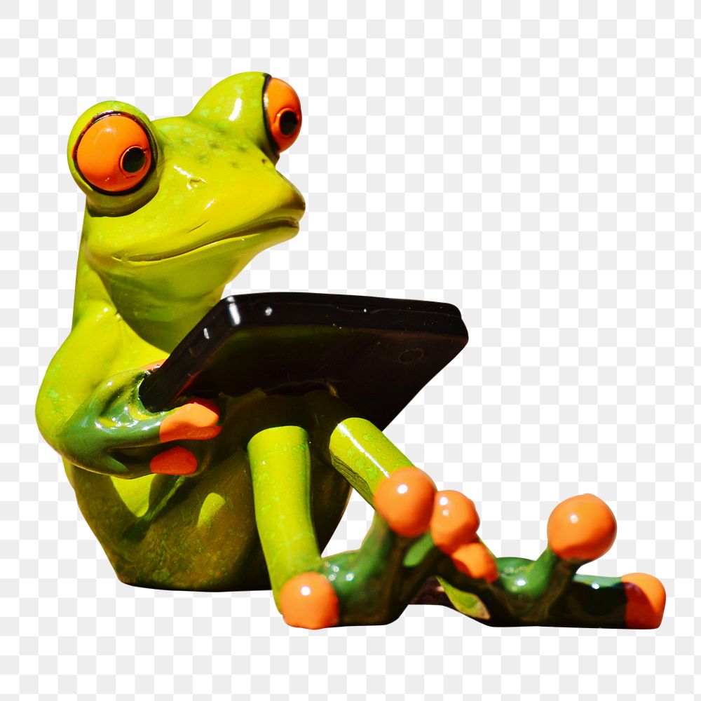 Working frog png sticker, transparent background