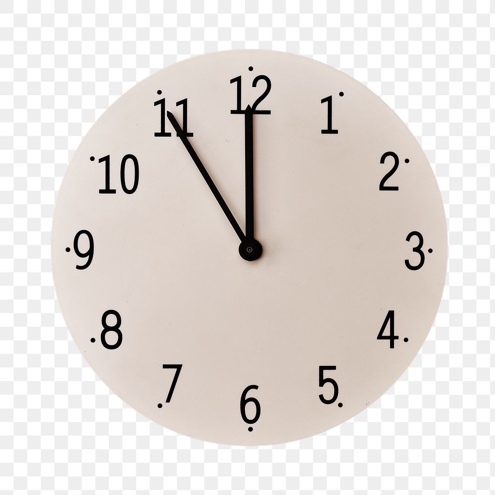 Almost noon clock png sticker, transparent background
