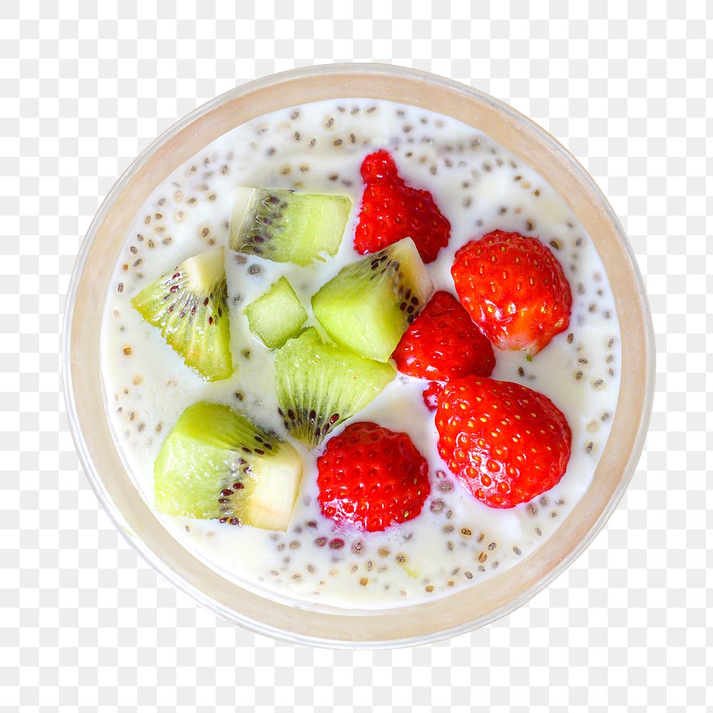 Breakfast fruits bowl png sticker, transparent background