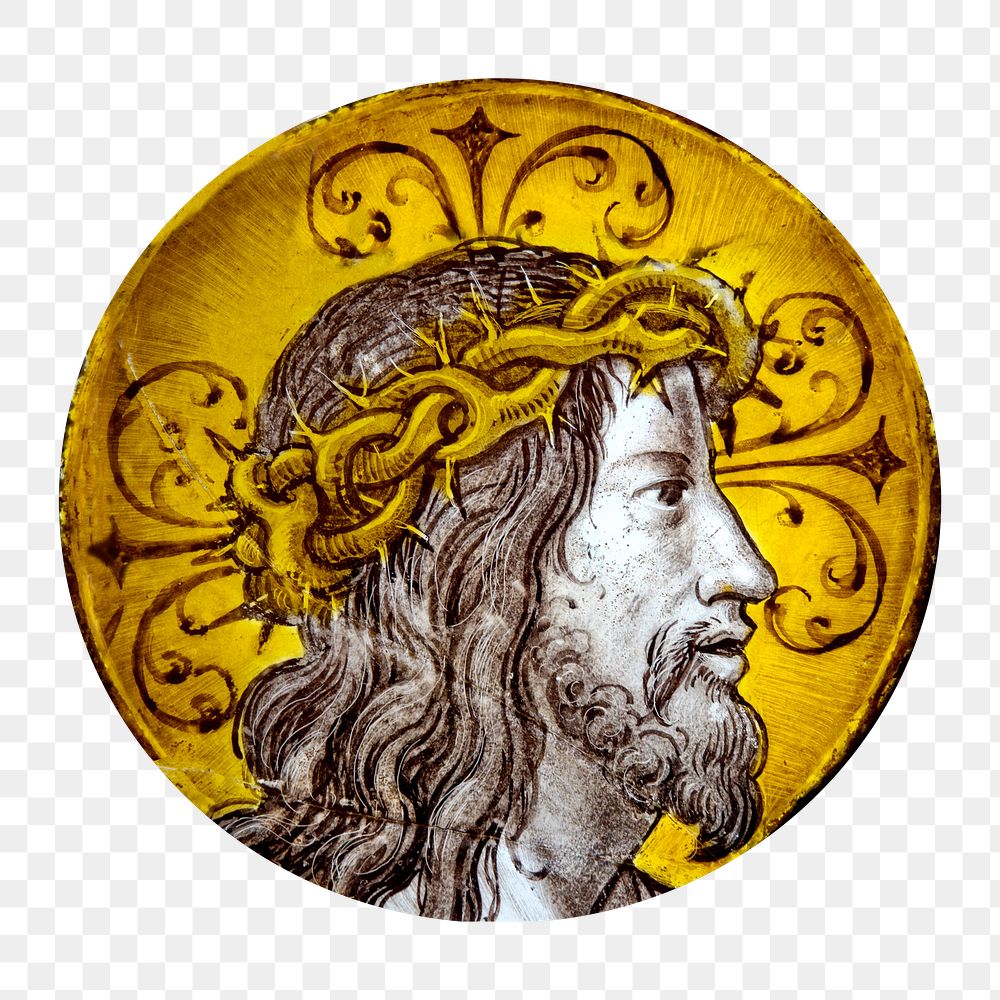 Png Jesus round sticker, transparent background