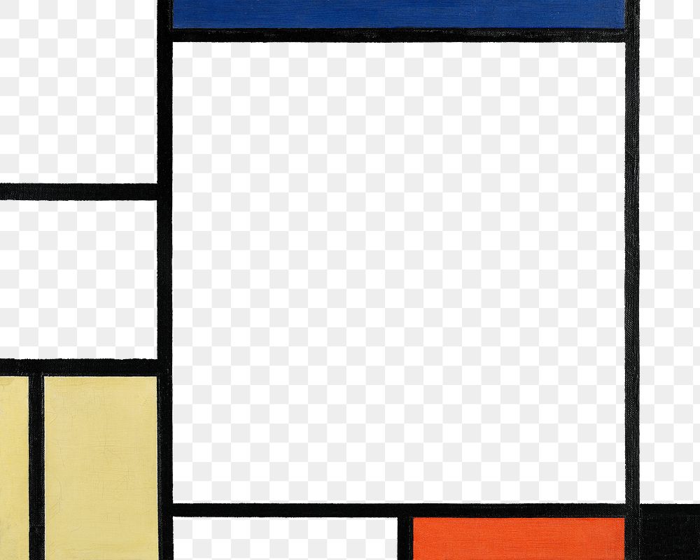 Png Mondrian&rsquo;s Composition frame, Cubism art, transparent background.   Remixed by rawpixel.