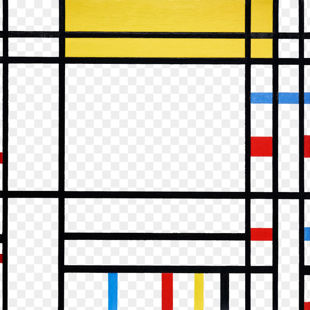Png Mondrian&rsquo;s Composition frame, Cubism art, transparent background.   Remixed by rawpixel.