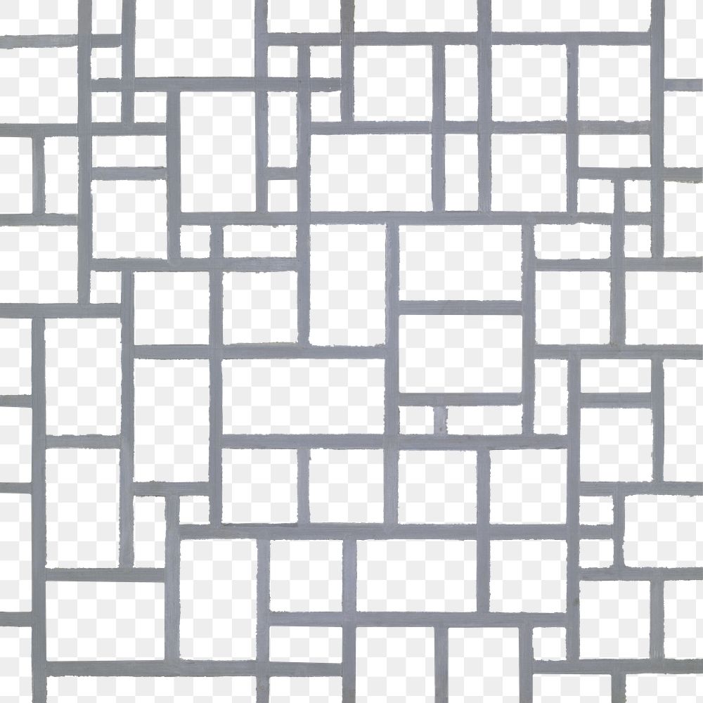Png Mondrian&rsquo;s Composition with gray lines overlay, Cubism art, transparent background.   Remixed by rawpixel.