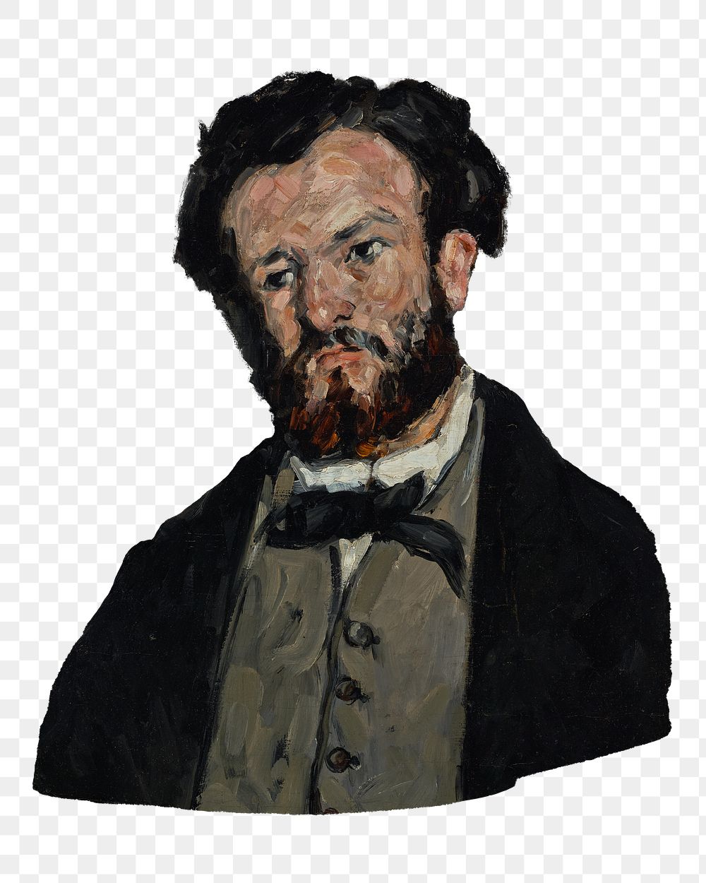 Png Cezanne’s Anthony Valabrègue sticker, post-impressionist portrait painting, transparent background.  Remixed by rawpixel.