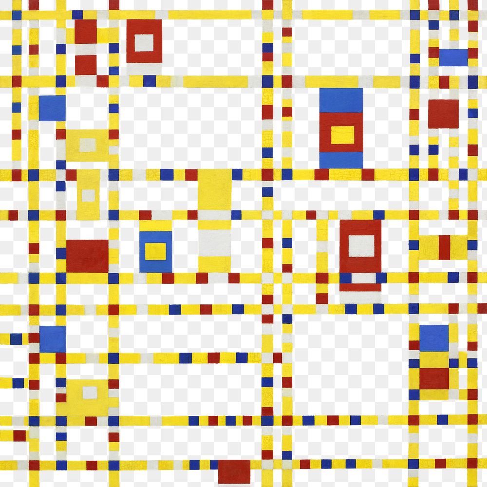 Png Mondrian&rsquo;s Broadway Boogie Woogie, Cubism art, transparent background.   Remixed by rawpixel.