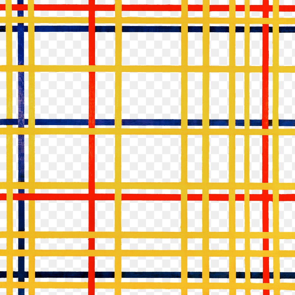 Png Mondrian&rsquo;s New York City I, Cubism art, transparent background.   Remixed by rawpixel.