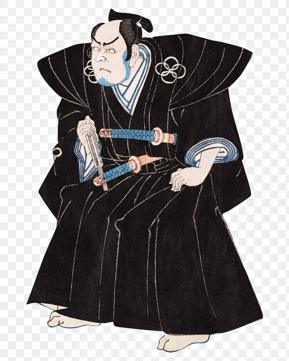 Png Kanedehon Chushingura; Act 4: Seppuku of Lord En'ya, transparent background, Japanese ukiyo-e woodblock print by Utagawa…