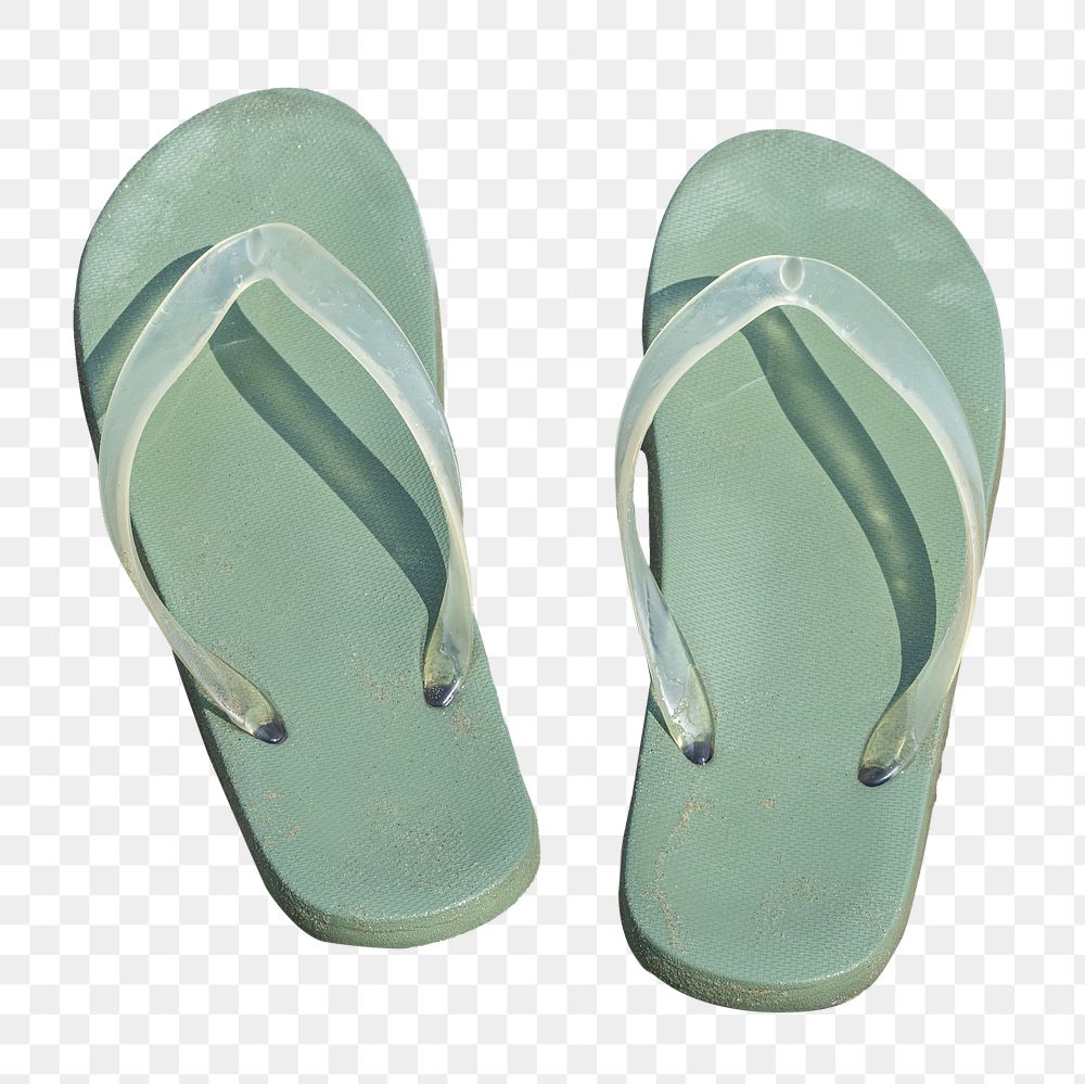 Green sandals png sticker isolated image, transparent background