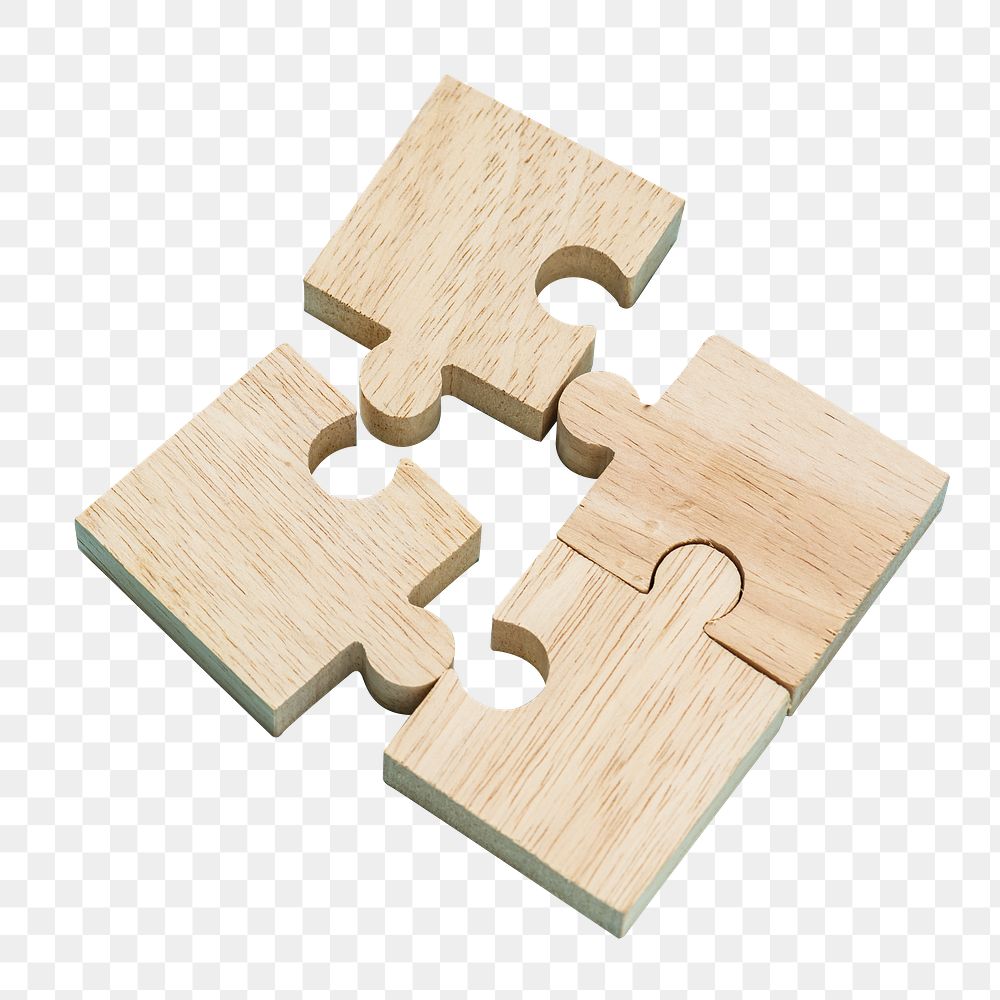 Wooden jigsaw  png sticker isolated image, transparent background