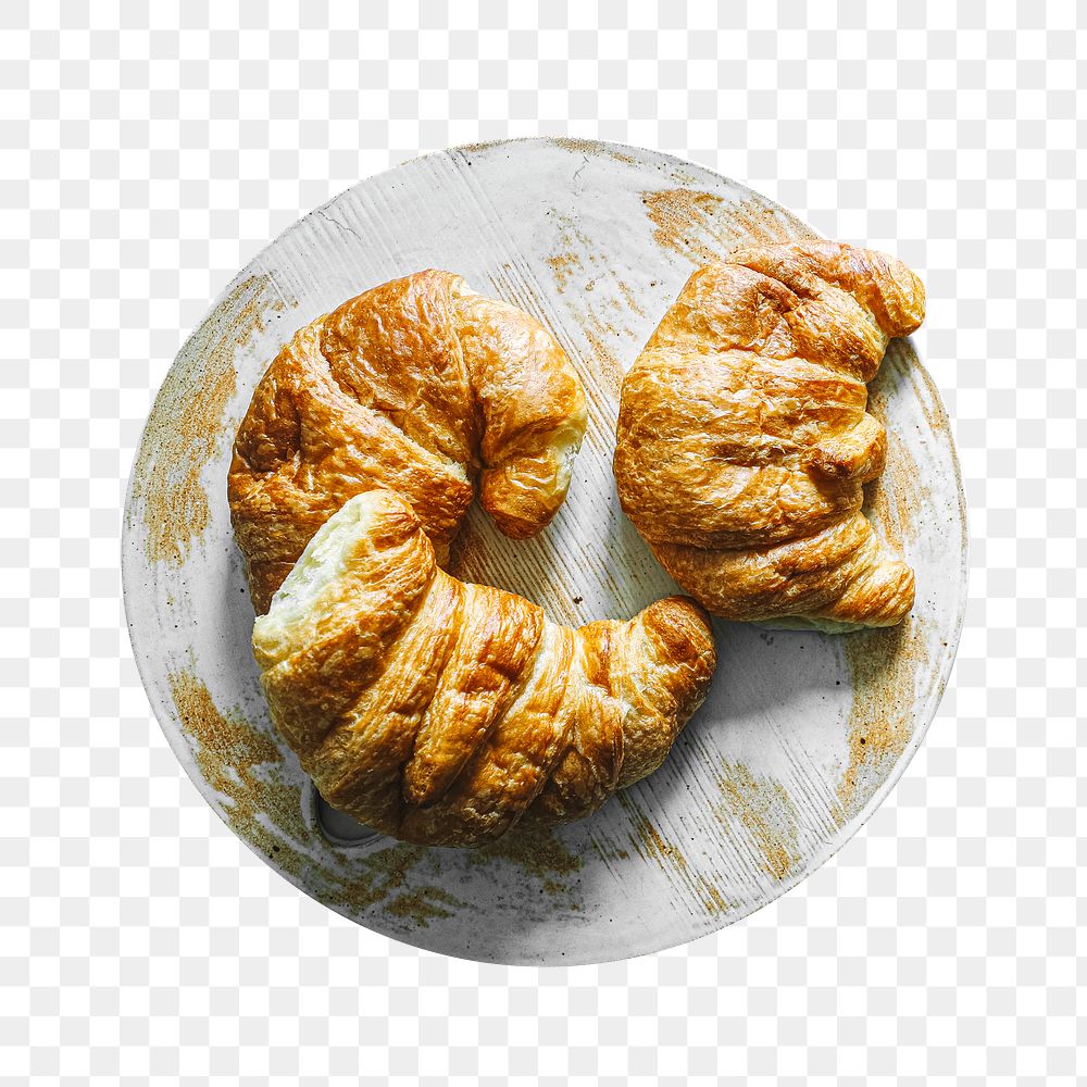 Fresh baked croissants png sticker, transparent background