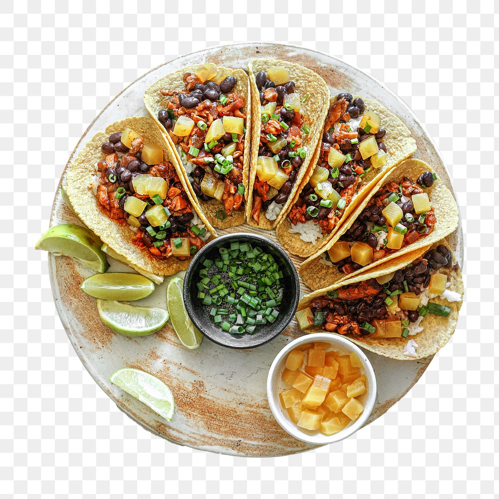 Vegan taco png healthy food sticker, transparent background