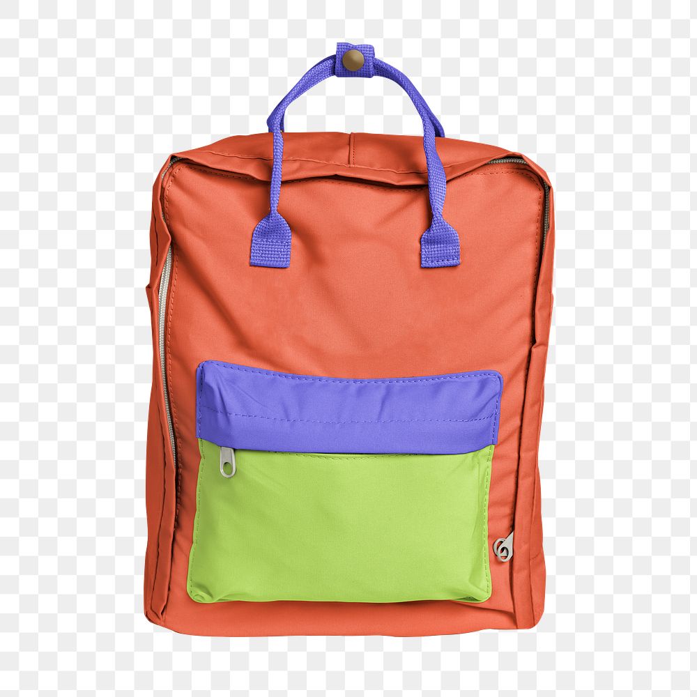 Colorful backpack  png sticker, fashion transparent background