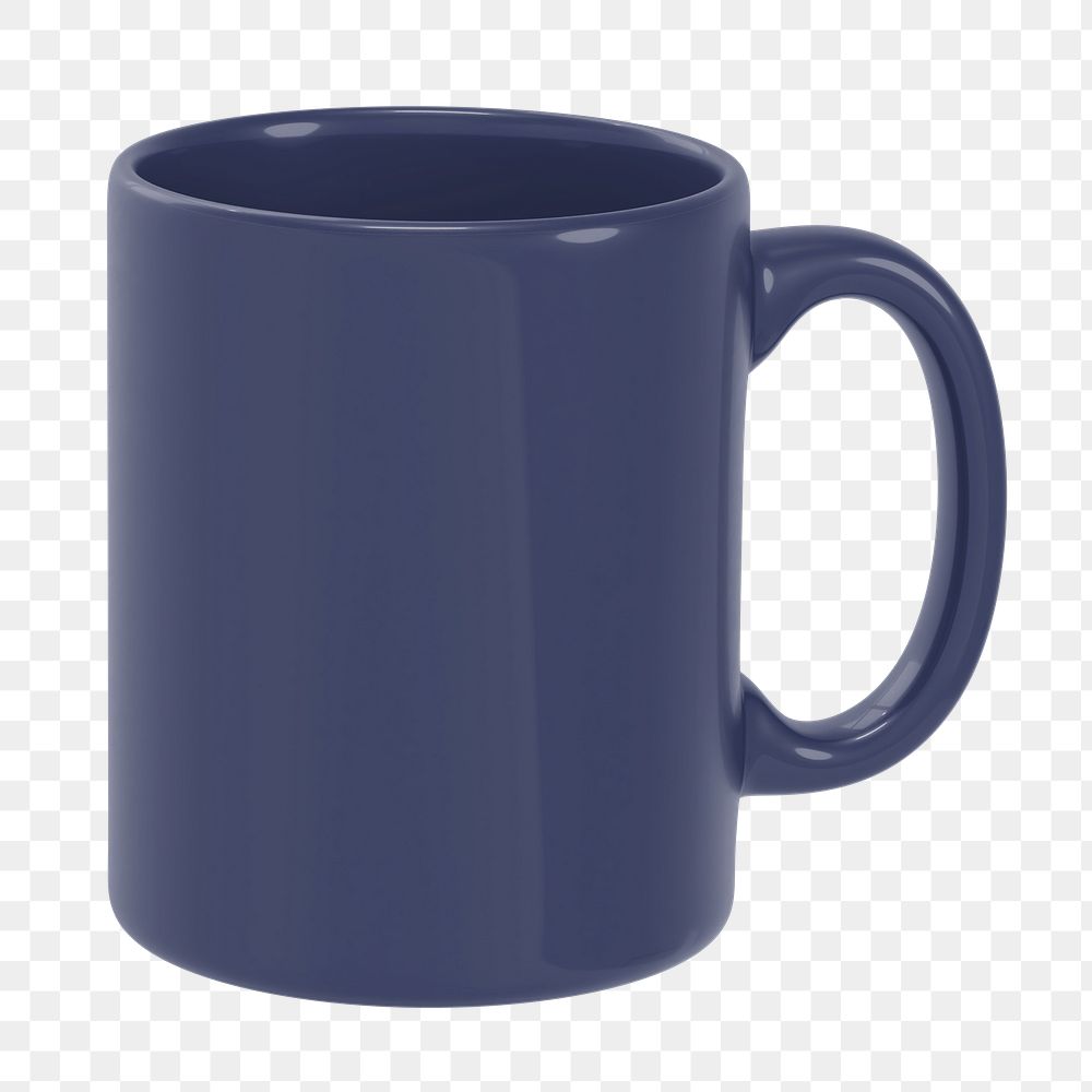 Coffee mug mockup png navy blue sticker, transparent background