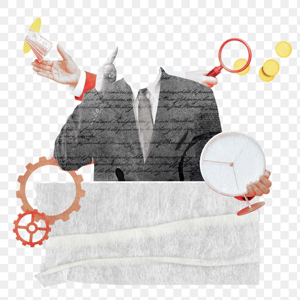 Businessman png sticker, mixed media transparent background