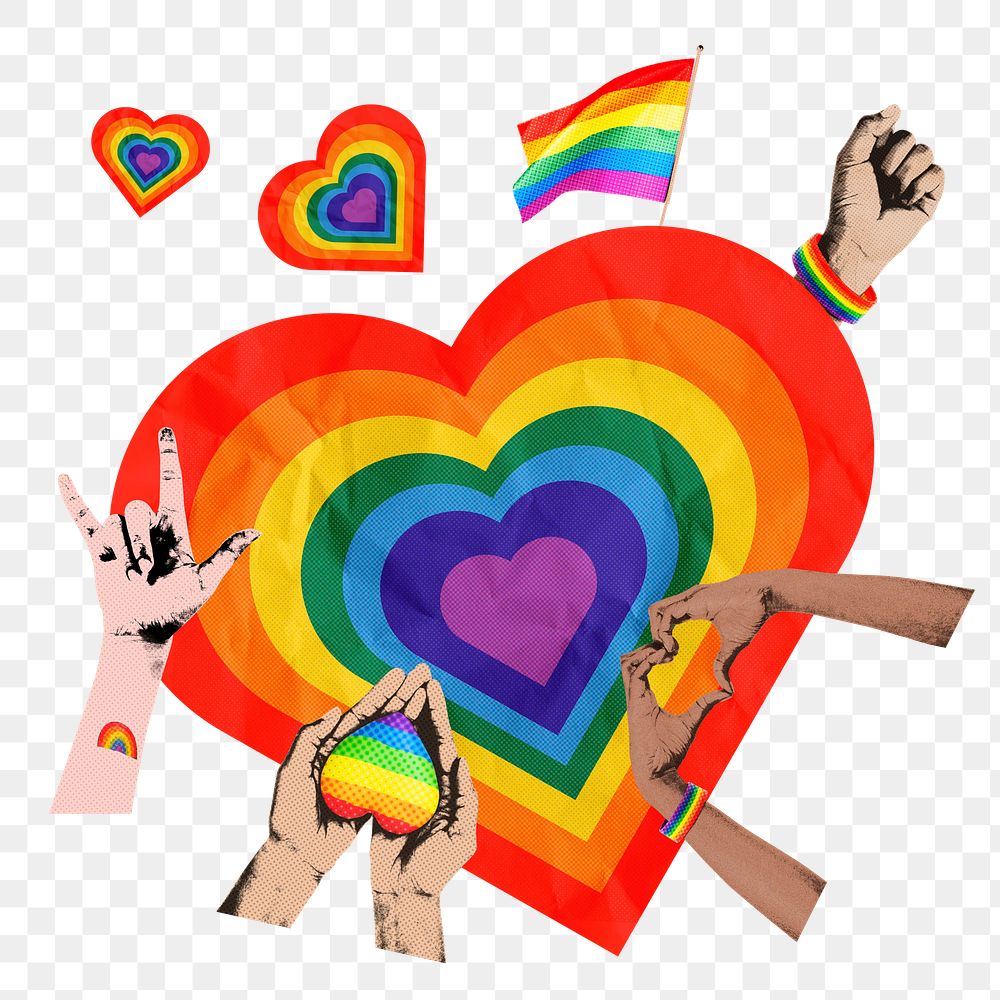 LGBTQ love png sticker, mixed media transparent background