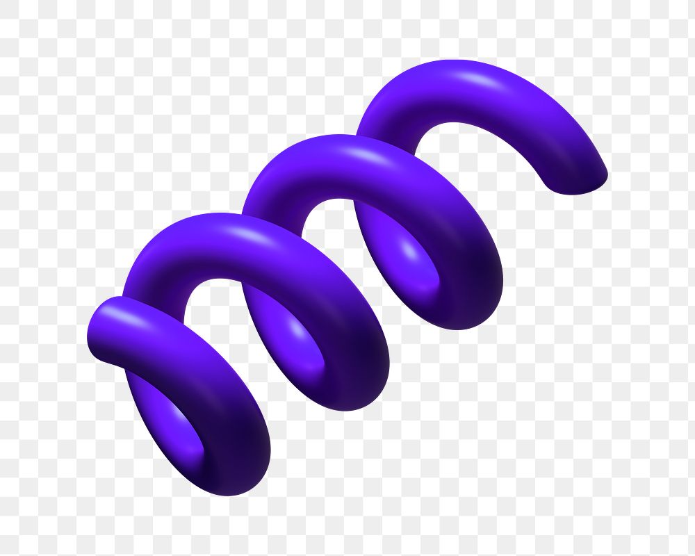 3D coil spring png sticker, purple shape, transparent background