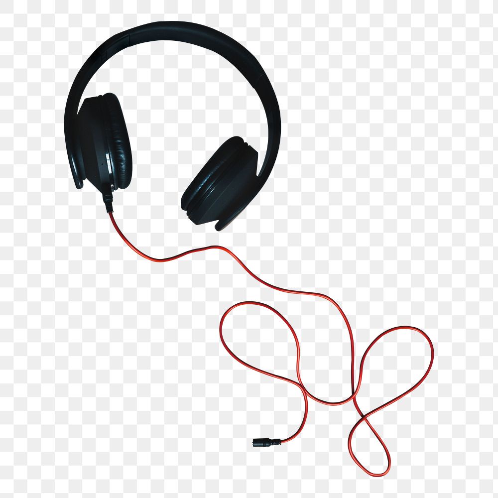 Wired headphones png music sticker, transparent background