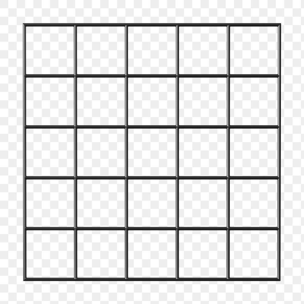 Grid patterned png square sticker, 3D element on transparent background