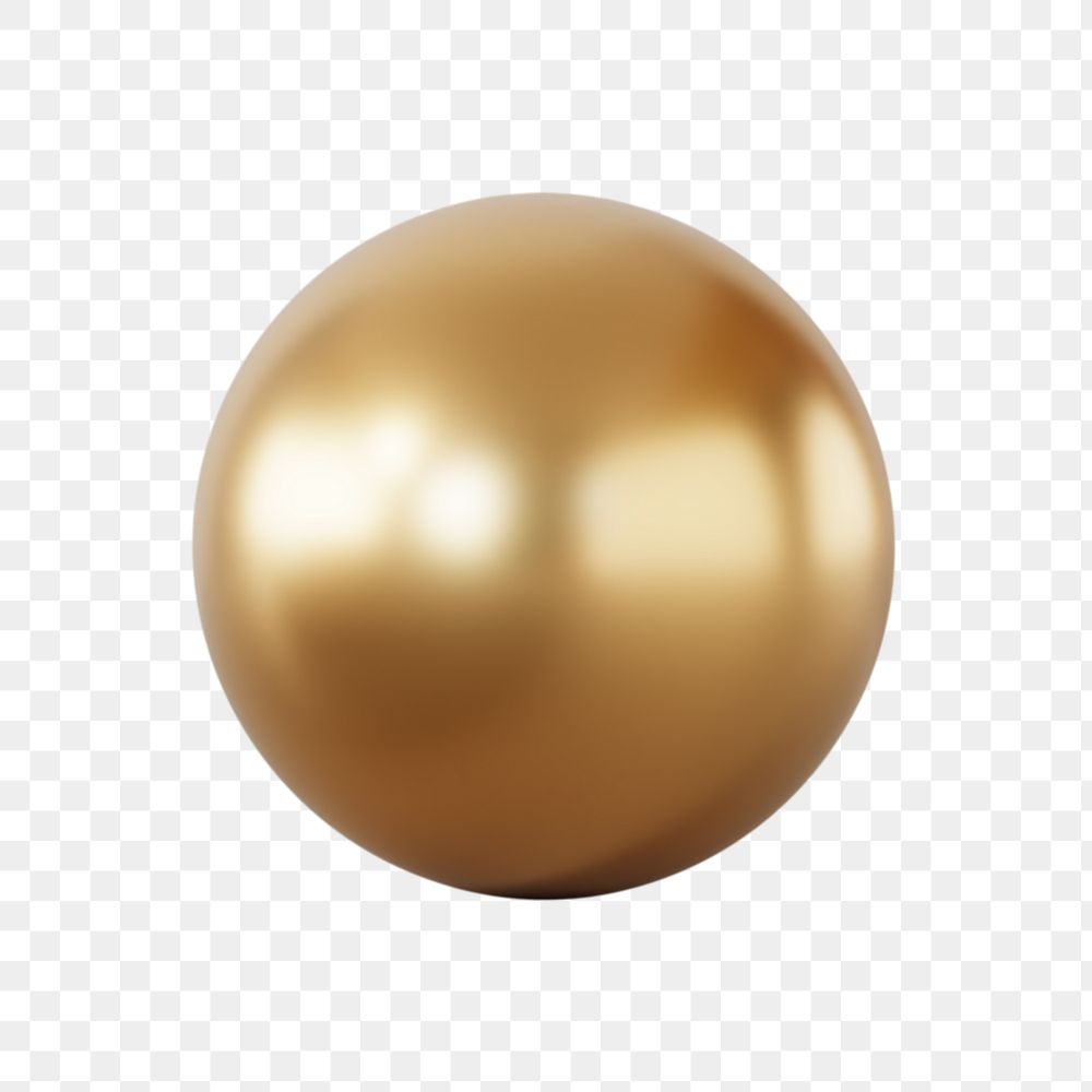 Gold ball shape png sticker, 3D rendering graphic, transparent background