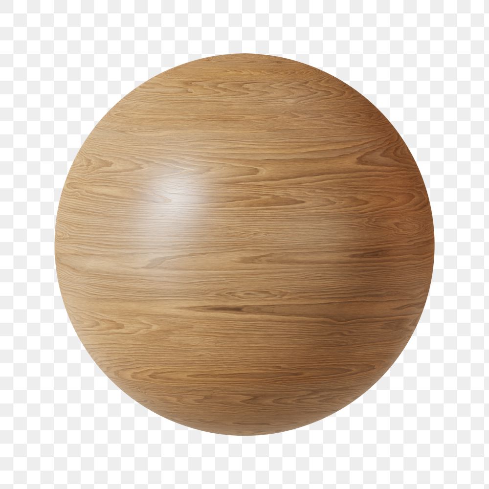 Wooden ball shape png sticker, 3D rendering graphic, transparent background