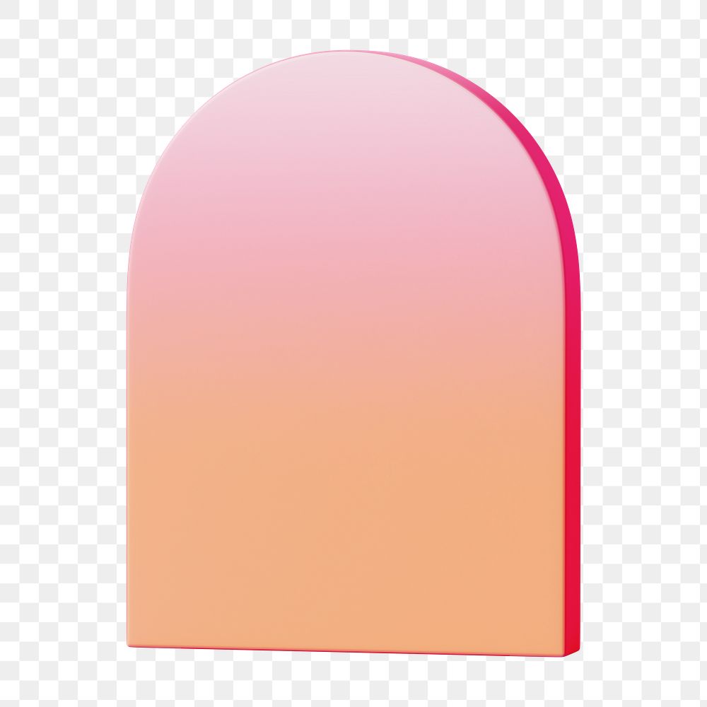 Pink gradient arch shape png sticker, 3D element, transparent background