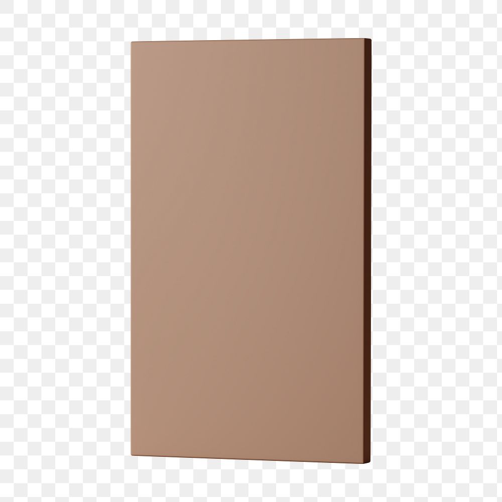 Brown 3D rectangle png shape sticker, transparent background