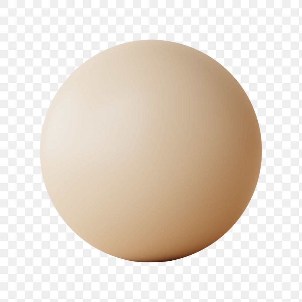 Beige ball shape png sticker, 3D rendering graphic, transparent background