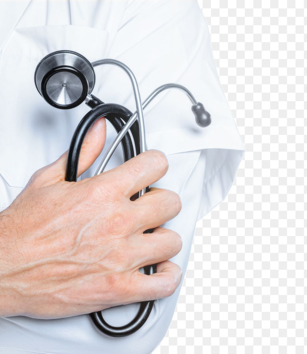 Doctor png holding stethoscope, transparent background