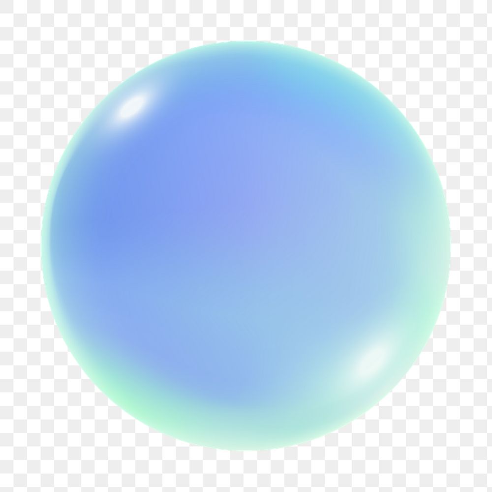 3D png blue round ball element, transparent background