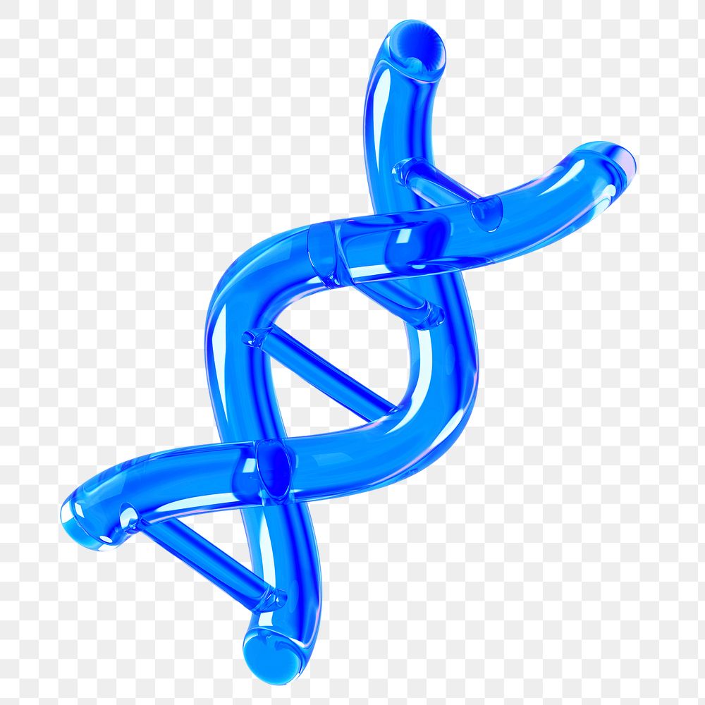 DNA helix png 3D blue icon, transparent background