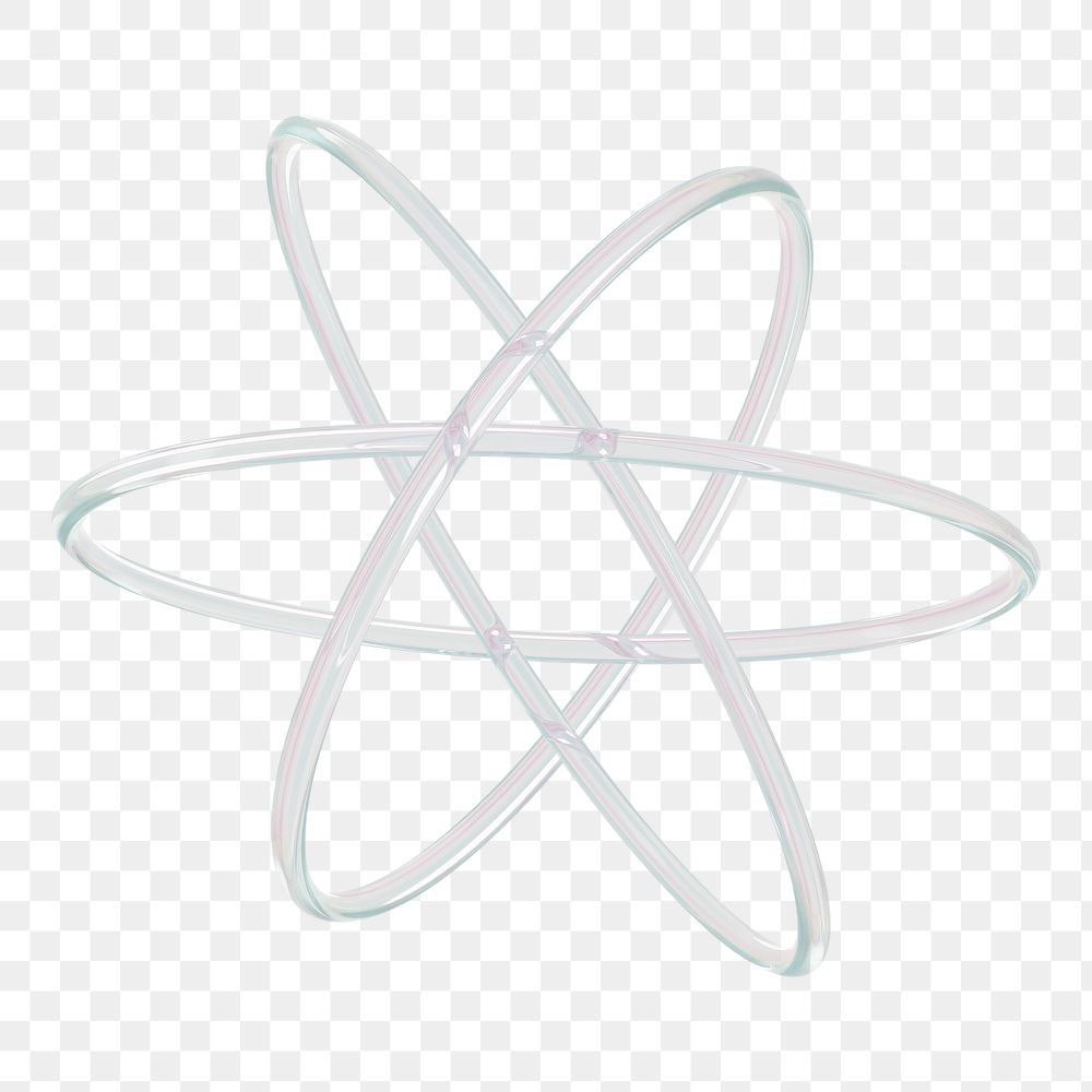 3D atom png icon, transparent background