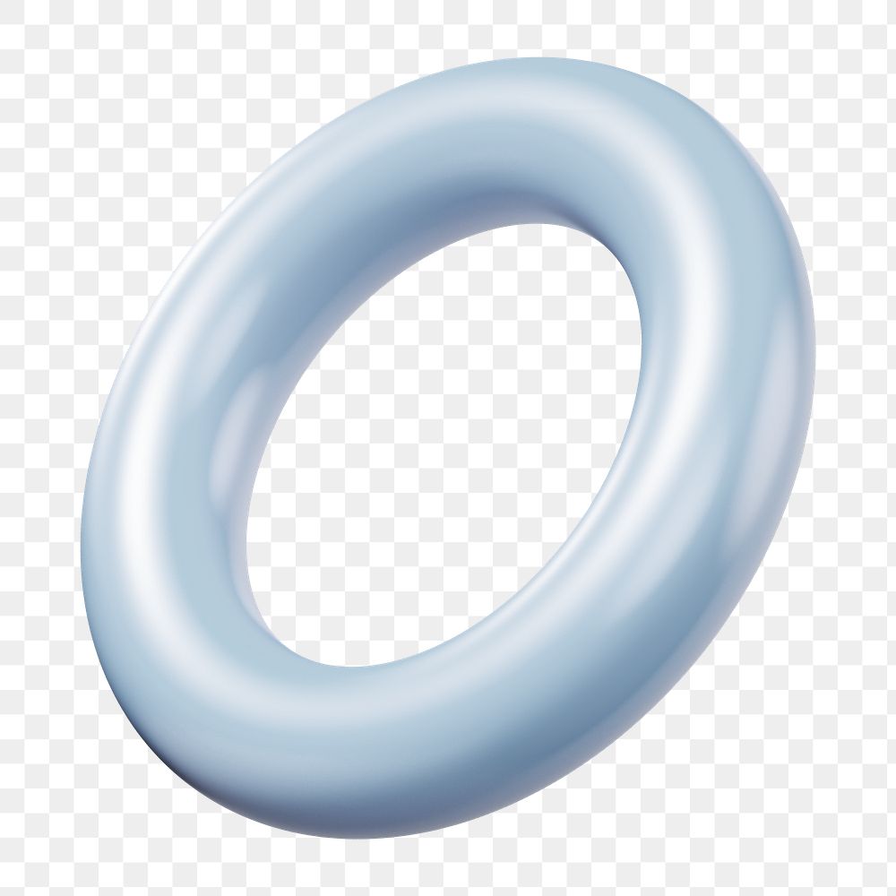 Blue ring png 3D geometric shape, transparent background
