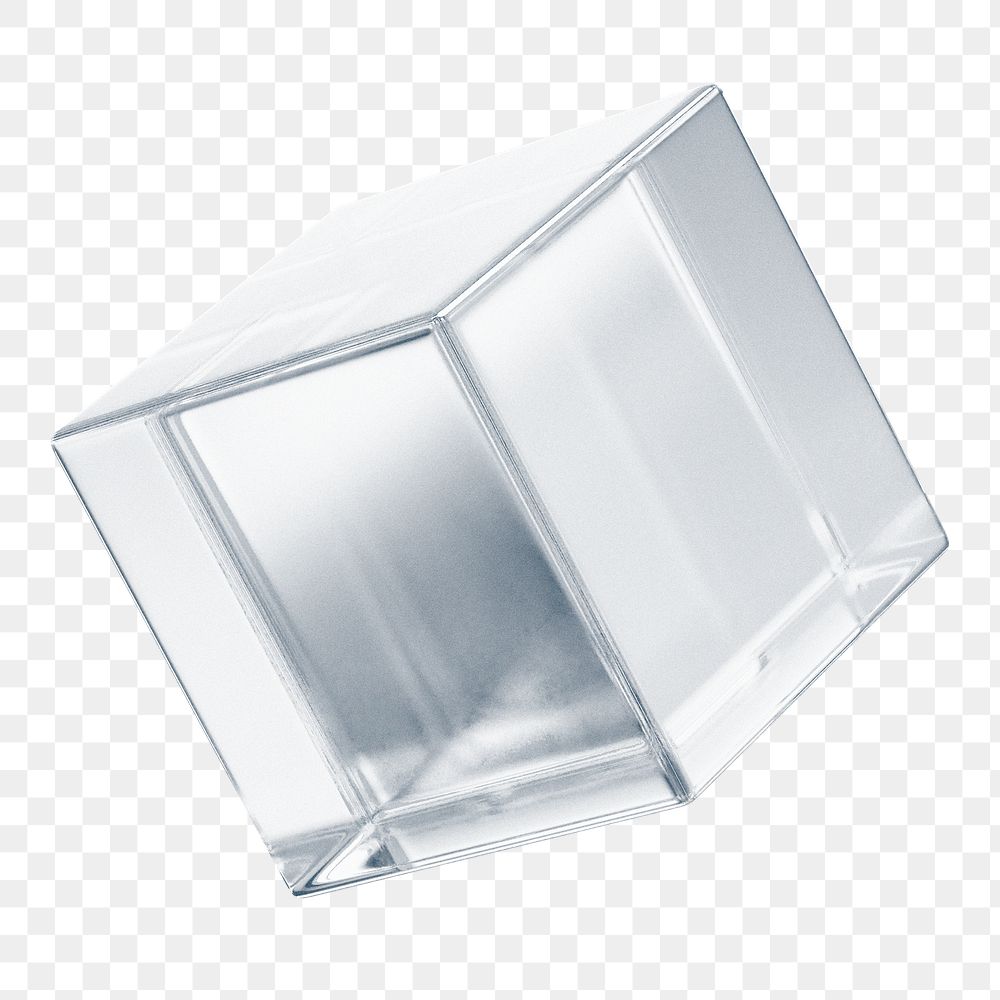 Glass cube png 3D geometric shape, transparent background