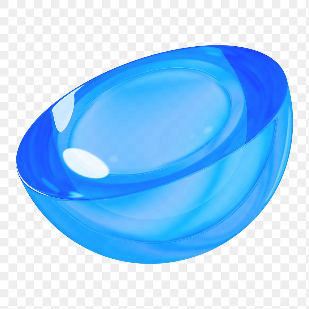 Half sphere png blue geometric shape, transparent background