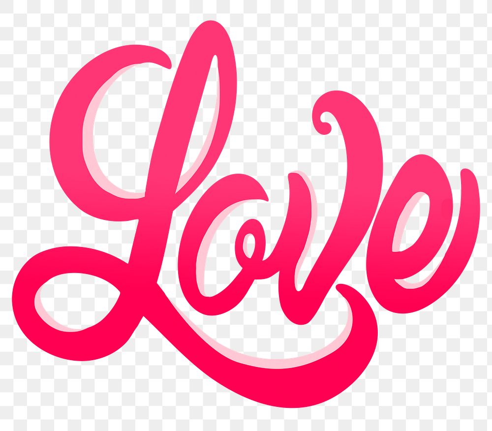 Love calligraphy png sticker, pink funky design, transparent background