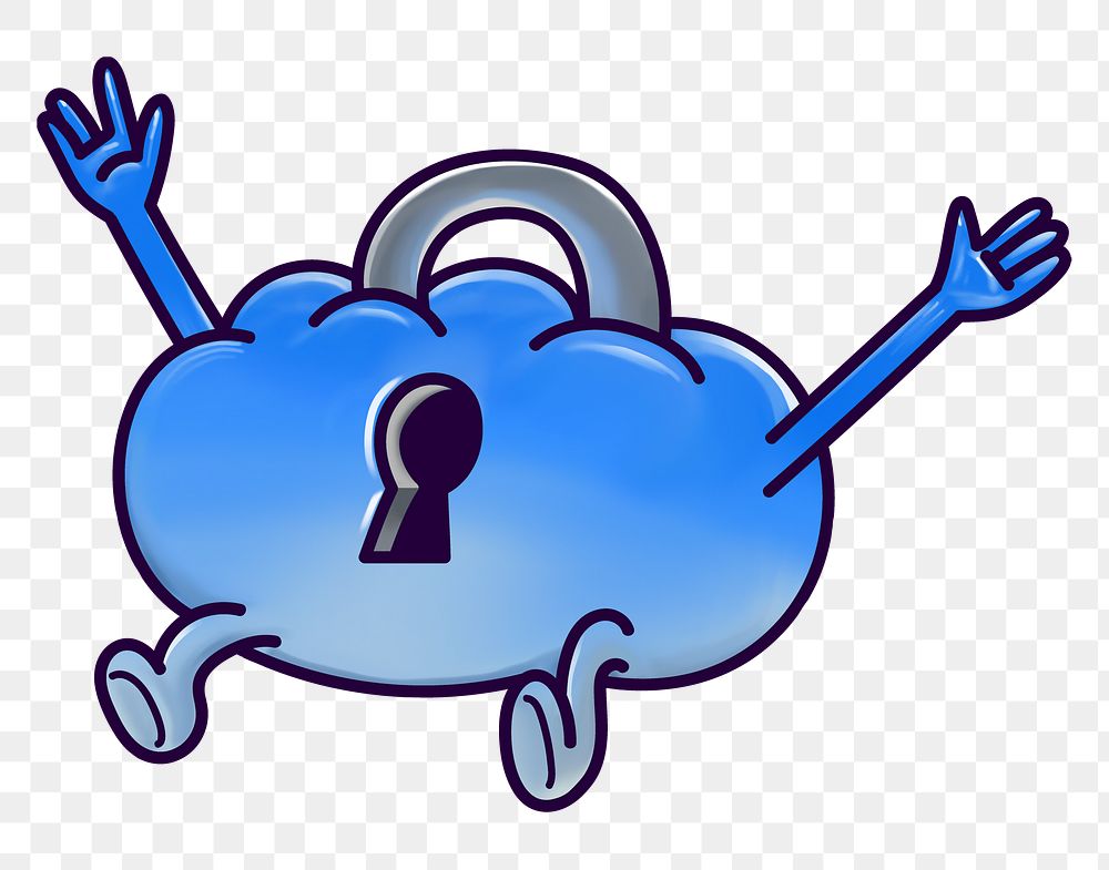 Padlock cartoon character png sticker, transparent background