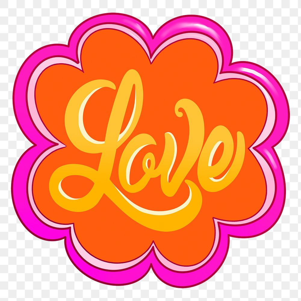 Love calligraphy png sticker, funky design, transparent background