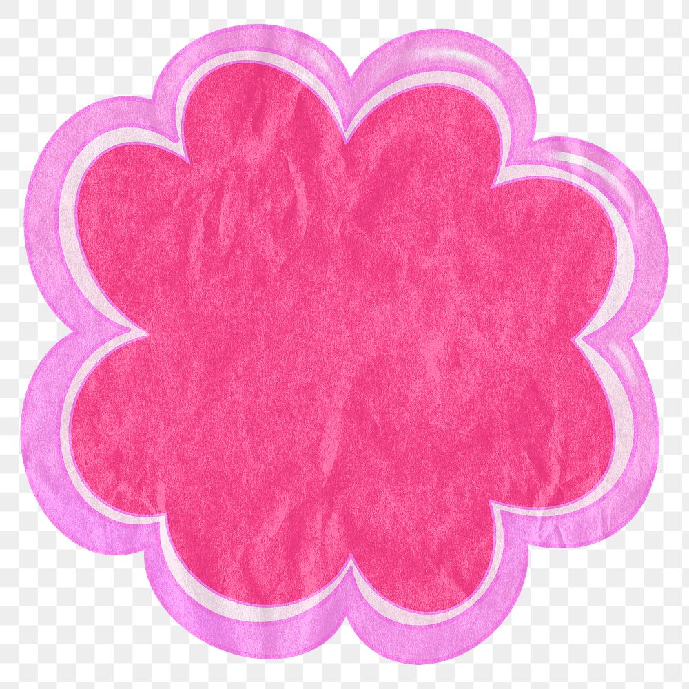 Flower shape badge png sticker, transparent background