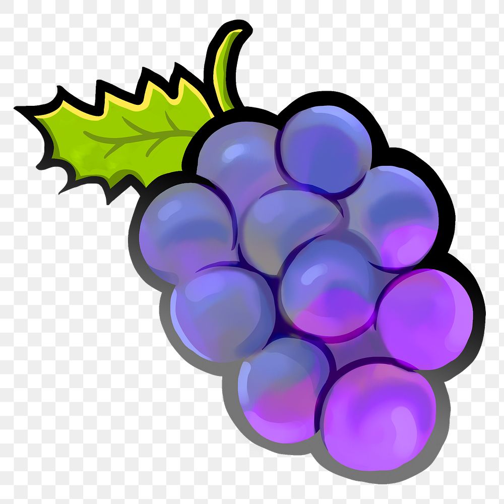 Purple grapes fruit png sticker, transparent background