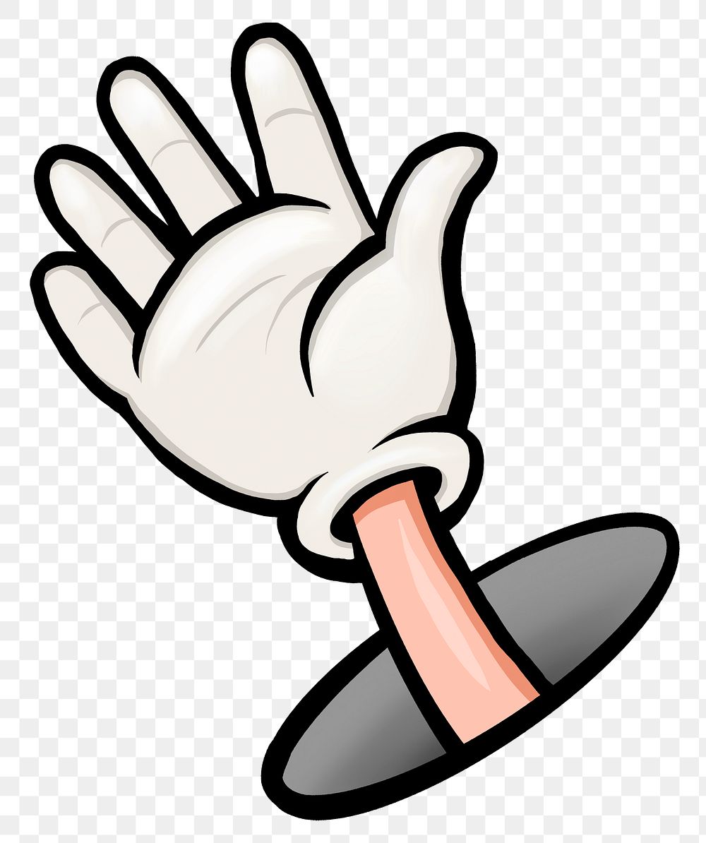 Raising glove hand png cartoon sticker, transparent background