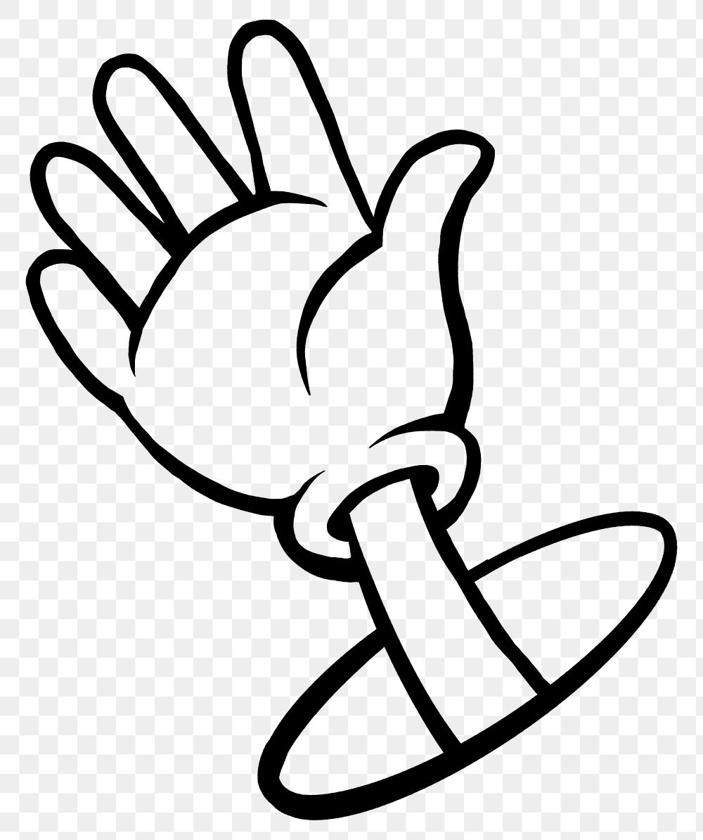 Raising glove hand png cartoon sticker, transparent background